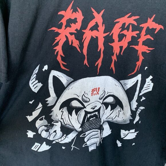 Vintage A Rage Turnbeutel Yeti Aggretsuko T-Shirt Mens Heavy Music DJ MC Black M - Picture 7 of 15